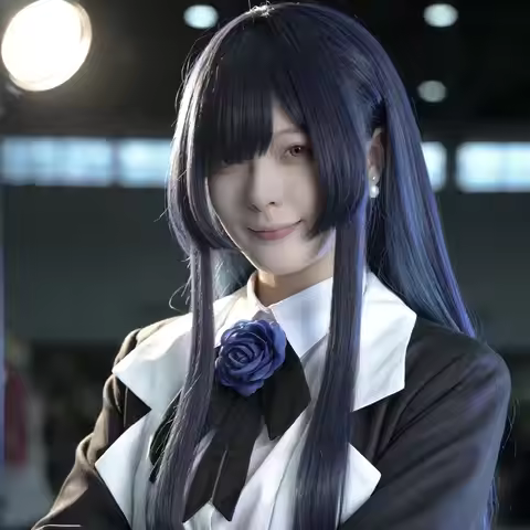 ADO Cosplay Wig 100Cm Blue-purple Mixed With Green-gray Long Hair Synthetic Wig+Wig Cap Party Hallow