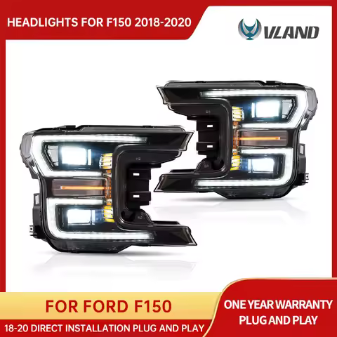 18-20 F150 Vland LED Dual Beam Projector HeadLights With Start Up Animation