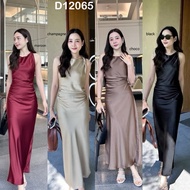 D12065 Gisel Twisted Shoulder Silky Dress / Dress Glamorous Partysatin Wanita
