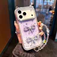 TEMU Cute 3d Cat Ear Star Sequin Phone Case With Exquisite Crystal Lanyard, Suitable For Iphone 17/1
