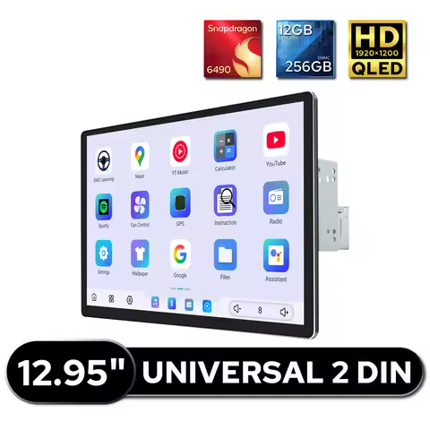 JOYING 12.95" Android Car Stereo 12GB+256GB QLED Touch Screen Wireless CarPlay Android Auto Double 2