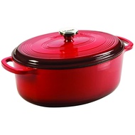 Lodge 7 Quart Oval Enameled Dutch Oven. Classic Red Enamel Cast Iron Dutch Oven