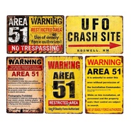 Metal Plate Sign Area 51 UFO Retro Decorative Wall Plaque Pub Club Bar Accessories Tin Painting Post