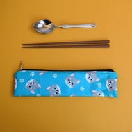 外出餐具組(筷袋+筷子+湯匙)_微笑柴犬