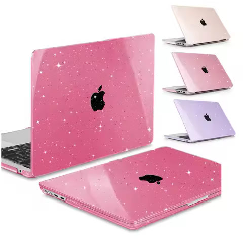 Hot pink Shimmering Crystal case for MacBook 2025 A3240 A3241 M4 M3 Air 15 13 A2681 A3113 A2337 M1 M