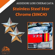 Aksesori Lori Cheras Jaya Stainless Steel Bintang 3inch Chrome Plated Chrome Star Attach The Front O
