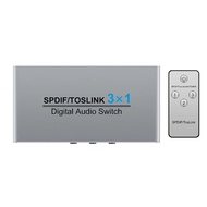 3-Port Toslink Switching Digital Optical Audio Switcher 3X1 with IR Remote Control Aluminum SPDIF Sw