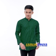 Baju Koko Pria Lengan Panjang Polos Kokoh MERK ABHA Model ammu amu collection pria dewasa Terbaru Warna Biru muda Tua Hijau Botol Kuning Kunyit Putih 2021 baju koko haibah Habaib polos ammu kazimi al kafi putih ammu Lengan Panjang