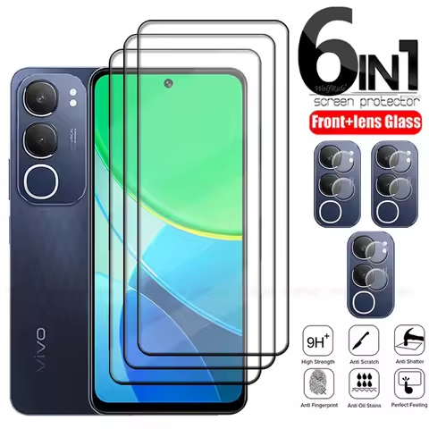 6-in-1 For Vivo Y19S Glass For Vivo Y19S Tempered Glass Protective Full Cover Glue 9H HD Screen Prot