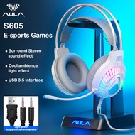 AULA S605 Pro Gaming Headset 50mm Drivers Foldable Design Detachable Mic for Gamers & Streamers Head