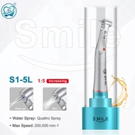 S1-5L Smile Series Dental Optic 1:5 Contra Angle Handpiece Low Speed Quattro Spray Ceramic Bearings 