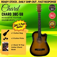 38 inch Chard Acoustic Cutaway Guitar Sunburst Beginner Package (kapok guitar)