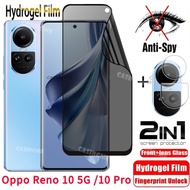 Oppo Reno 10 Pro สำหรับ Oppo Reno 10 Pro 5G ฟิล์มไฮโดรเจลเพื่อความเป็นส่วนตัวแบบนิ่มป้องกันการสอดแนม