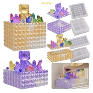 NICE Rectangular Square Stacker Storage Box Resin Organizer Mold with Lid for