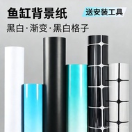 Fish Tank Dedicated Background Sticker Solid Color Black White Lattice Gradient Wallpaper Aquarium E