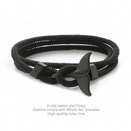 Fish Tail Milan Adjustable Bracelet All Size Couple Men and Women Rope Gift Matte Black Charm Italy 