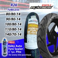 CORSA R26 Platinum RIM 14 Tubeless Tires ( 80/80-14 , 90/80-14 , 100/80-14 , 110/80-14 , 140/70-14 ) with FREE Koby Tire Sealant and Pito