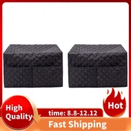 2X Smart Oven Cover Convection Toaster Oven Cover Large Size Square Kitchen Appliance Cover with Two Big Pockets (Black)