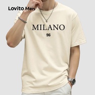 Lovito Men Casual Tshirt Spring/summer Khaki Tshirt for Men LNE118019 Lovito Men T-shirt Kasual Musi
