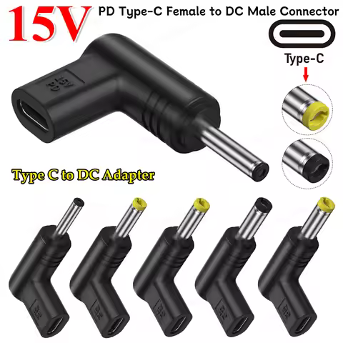 USB C PD to DC Power Connector Universal 15V 19.5V 12V Type C to DC Jack Plug Charging Adapter Conve