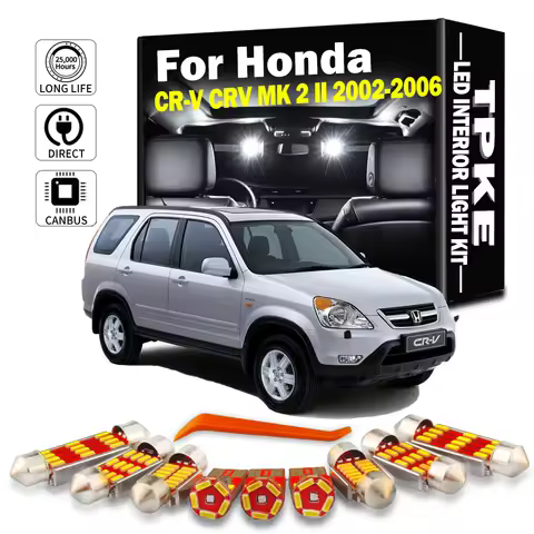 TPKE 9Pcs LED Interior Dome Map Light Bulb Kit For Honda CR-V CRV MK 2 II 2002 2003 2004 2005 2006 C