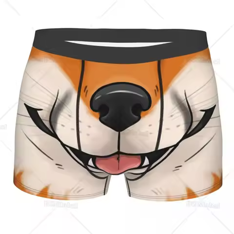 Men Breathable Boxer Shorts Panties Cute Fox Mouth Underwear Homme Printed Plus Size Homme Underpant