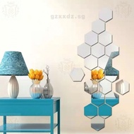 3dThree-Dimensional Self-Adhesive Hexagonal Full Body Mirror Sticker Wall Mesh Red Mosaic Mirror Gla