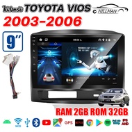 AO จอแอนดรอย ใช้สำหรับ TOYOTA VIOS ปี 2003 - 2006 พร้อมหน้ากาก ปลั๊กตรงรุ่น 2din วิทยุ วีออส จอตรงรุ