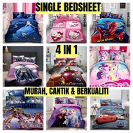 SINGLE SIZE Cadar Bujang Kartun Budak / Cartoon Bedsheet Kids 4 in 1 with Comforter / Selimut