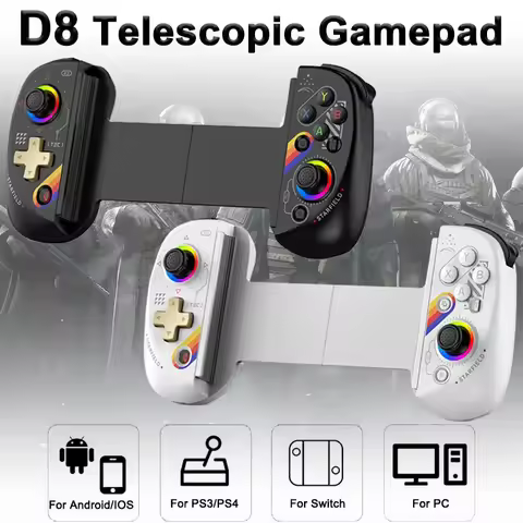 D8 Dual Hall Flexible Wireless Gamepad RGB Tablet Controller for Switch Gaming BT Stretch Joystick f