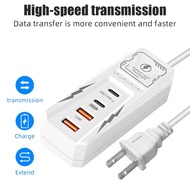 4USB 2USB-A+2USB-C Socket Outlet - US Extension Cord Electrical Socket - 4 Ports PD USB Travel Charg