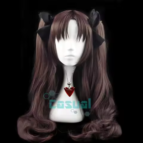Fate/Stay Night Rin Tohsaka Brown Ponytail 80cm Long Wavy Heat Resistant Hair Cosplay Costume Wig