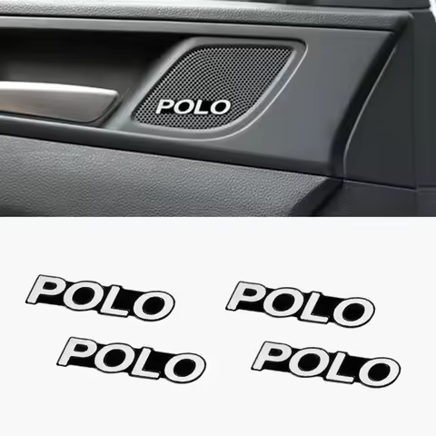 4Pcs Car Audio Decorate 3D Aluminum Emblem Badge Sticker Decal For Volkswagen VW Polo Accessoriesx W