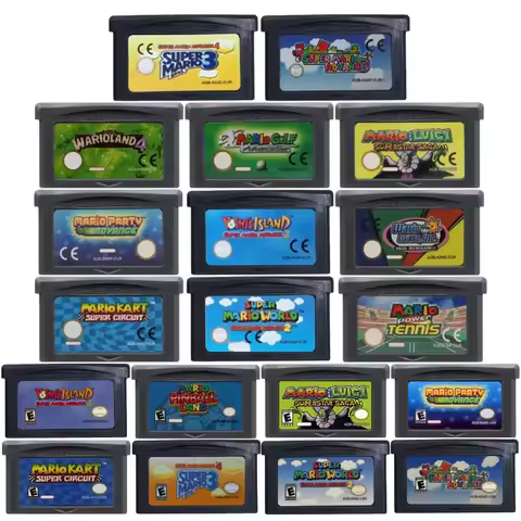19 Styles 32 Bit GBA Game Cartridge Mario Series Video Game Console Card Super Mario Bros ADVANCE Wa