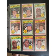 9 Lot 1969 Topps MLB Sporting News Sports Baseball Trading Cards