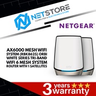 NETGEAR AX6000 MESH WIFI SYSTEM (RBK862S) ORBI WHITE SERIES TRI-BAND WIFI 6 MESH SYSTEM ROUTER - RBK