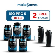 MakeMoves Whey ISO Pro สูตรลีน กล้ามชัด  (รสช็อคโกแล็ต)  สีน้ำเงิน   5กระปุก แถม แก้วดำ 2 ใบ