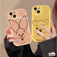 For Infinix Smart 8 7 6 5 2020 Hot 40i 40 Pro 30i 30Play 20 20i Play Note 12 G96 Spark Go 2024 2023  Hot 12 11 10 Play Cartoon Bear Piglet Couple 3D Wave Edge Phone Case Soft Cover