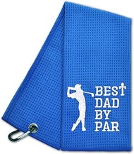 GRM024-Hafhue Best Dad by Par Funny Embroidered Golf Towels for Golf Bags with Clip Golf Gifts for Men or Women Golf Accessories for Men or Women Birthday Gifts for Golf Fan