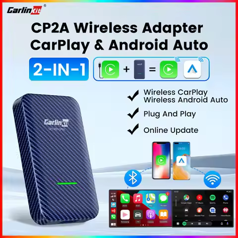 CarlinKit 4.0 2-In-1 Wireless Adapter Wireless Android Auto CarPlay 1 To 2 Smart Car Box Plug &Play 