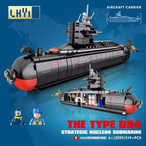 Military The Type 094 Strategic Nuclear Submarine Building Blocks Kit Classic Naval Vessels Ship War