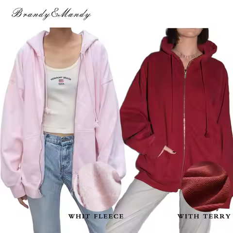 Zip Up Hoodie Women Sweetshirts Oversize Red Hoody Fashion Sweatshirt Brandy Women Black Hoodies Pin