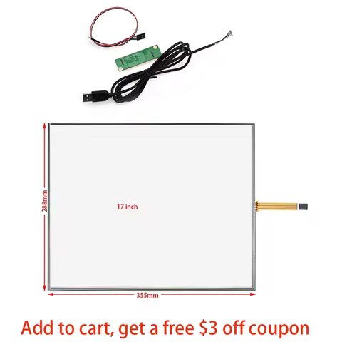 17Inch Screen +USB Controller Resistive Touch Screen Panel 4Wire USB Touch Panel Kit 355*288mm 288mm