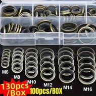 [Automotive Oil Pan Gaskets] 100pcs/130pcs Automotive Oil Pan Drain Plug Gaskets Kit - Includes M6, 