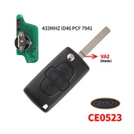 Remote Car Key For Peugeot 807 1007 433Mhz 4 Button Smart Key For Citroen C8 VA2 HU82 Blade ID46 PCF