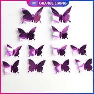 [Orange Living] 12 3D 3D Mirror Butterfly Sunflower Wedding Detachable Decoration DIY Home Mirror Wall Sticker Sticker LIJMHD01