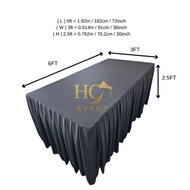 3x6ft Tablecloth with Skirting | Meja Panjang 6 Kaki (L6ft x W3ft x H2.5ft)
