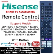 Hisense Smart TV Remote Control ERF3N80H For 32A4200G / 43A4200G / 43A6BG / 50A6500G / 55A6500G / 65