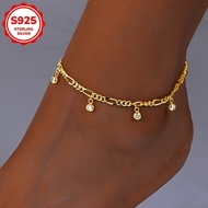 Fashionable women's bracelet, gold bubble S925 silver bracelet anklet, zircon anklet