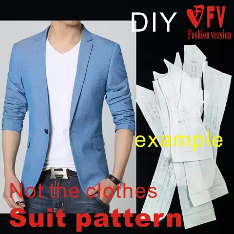 Men's Korean version slim fitting small suit 1:1 physical paper pattern clothing cutting and plate m